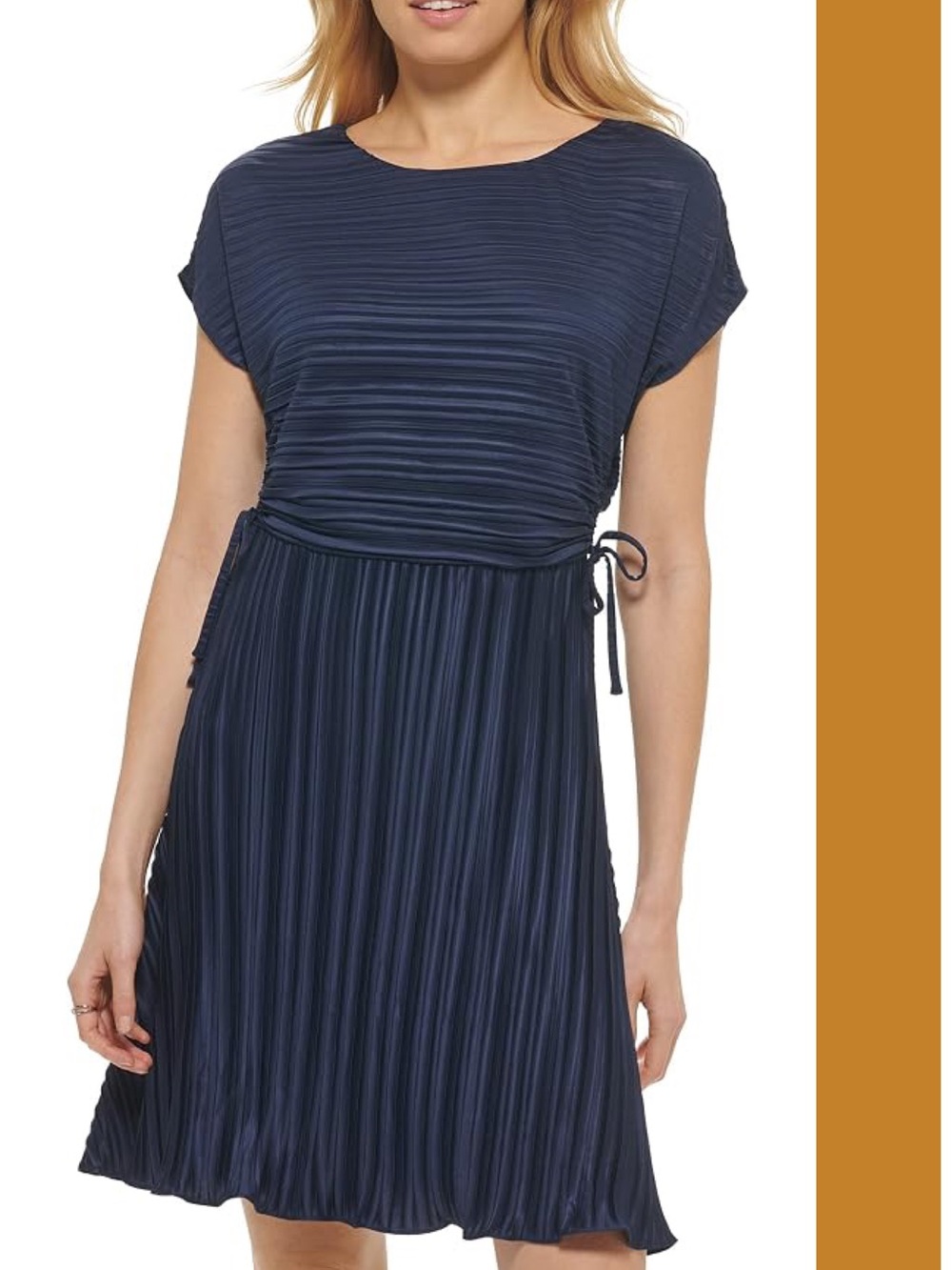 EUC DKNY Cap Sleeve Pleated Cocktail Dress Size 8 Minimalist Chic